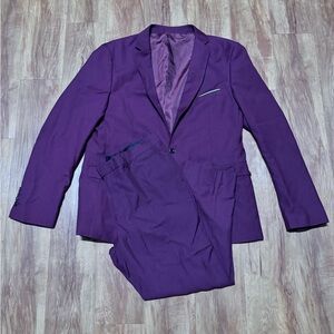 Men’s Burgundy Suit Blazer Pants Set XL 36S Pants Regular Fit Business Casual Pa